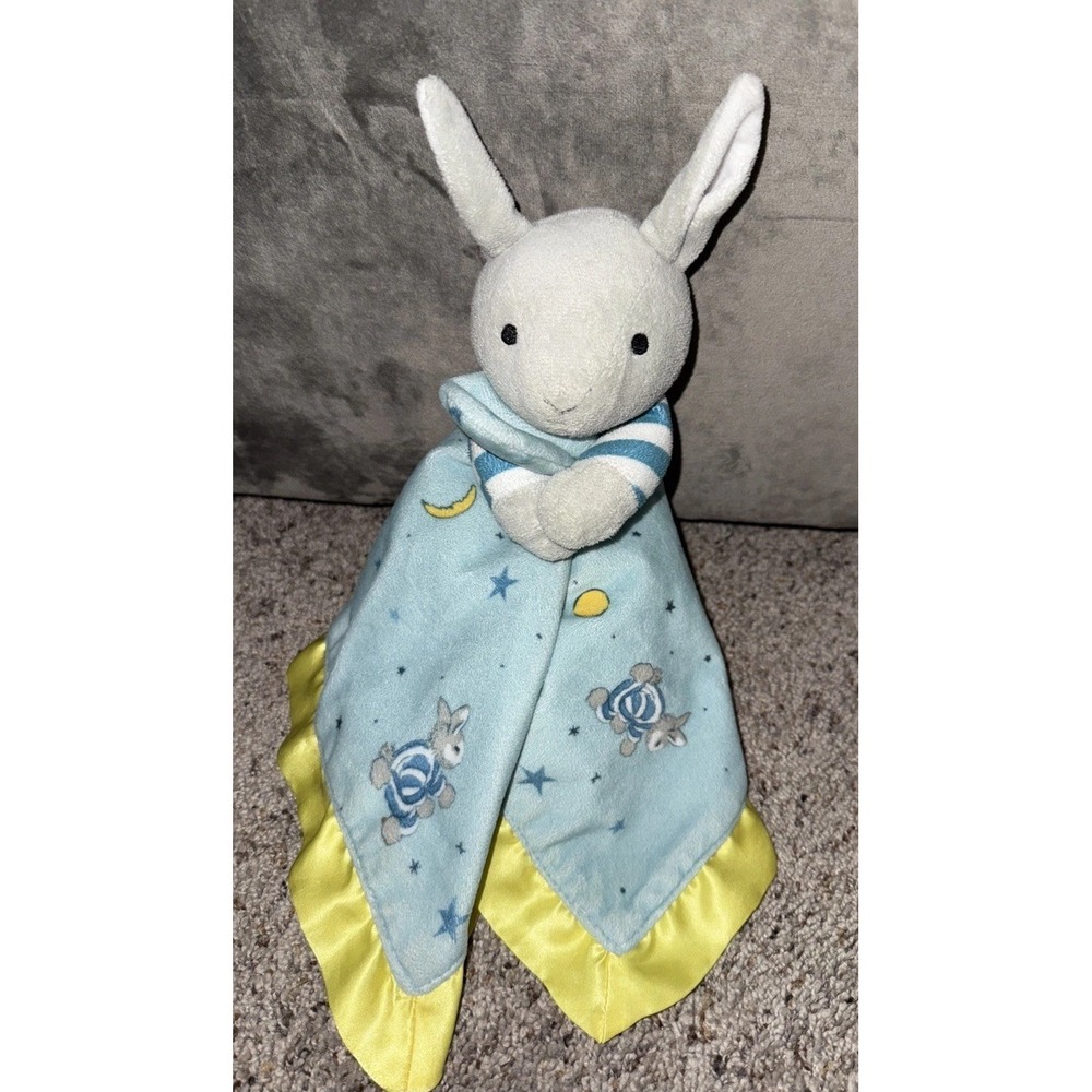 Goodnight Moon Baby‎ Security Blanket Bunny Rabbit Lovey Blue Yellow Stars